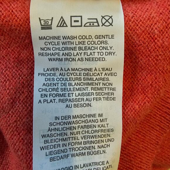 J Crew Men's Sweater XLT Orange Red Cotton Cashmere Blend V Neck Classic Preppy - Picture 5 of 7